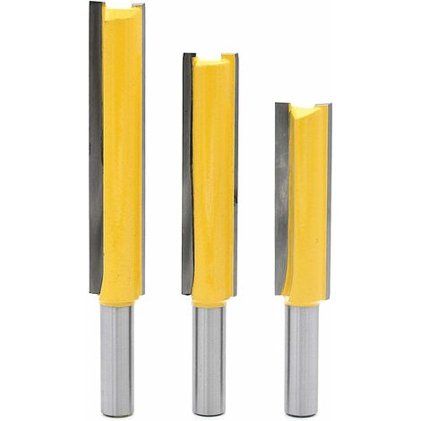 3Pcs 8mm Queue Fraises de Fraisage extra longues, Fraise à Bois Fraise Extra-longue Fraise droite à bout 8mm 1/2 50.8mm, 8mm 1/2 63mm, 8mm 1/2 76mm