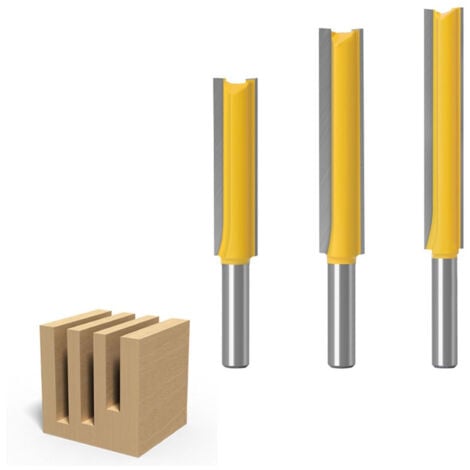 3pcs 8mm Queue Fraises De Fraisage Extra Longues, Fraise À Bois Fraise Extra-Longue Fraise Droite À Bout 8mm X 1/2" X 50.8mm, 8mmx 1/2" X 63mm, 8mmx 1/2" X 76mm ,OUYLAF