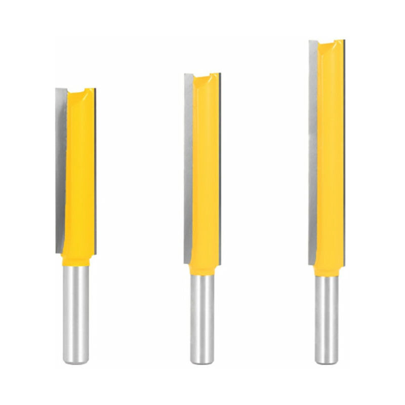 Lucky-88 - 3Pcs 8mm Queue Fraises de Fraisage extra longues, Fraise à Bois Fraise Extra-longue Fraise droite à bout 8mm x 1/2quot x 50mm, 8mmx