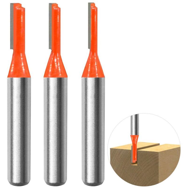 Alwaysh - 3pcs 8mm Shank Straight Router Bit Set, Grooving Cutters Woodworking Tooling Cutter 3mm,4mm,5mm For Woodworking Drilling And Carving (3) ,