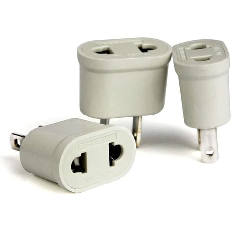 3PCS Adaptateur FR vers US Convertisseur Prise Europeénne vers Fiche Américaine pour Brancher Appareils Français France Europe aux USA pour Aller aux Japon Canada Thaïlande Taïwan/Blanc