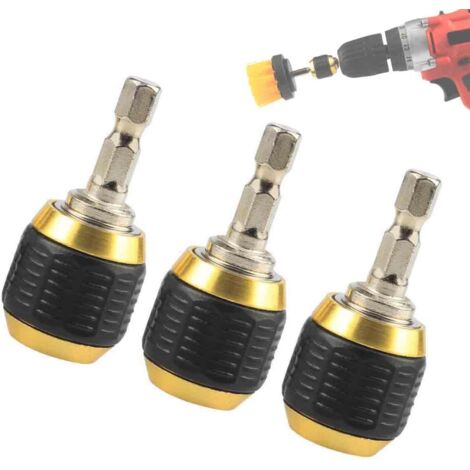 3PCS Adaptateur Mandrin de Perceuse Escamotable à Tige Hexagonale Sans Clé 60MM Mandrin à Changement Rapide