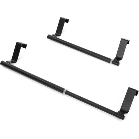3pcs Adjustable Over Door Towel Rack Bar Holders, Stainless Steel Kitchen Towel Holder for Universal Fit on Over Cabinet Cupboard Doors(Black)