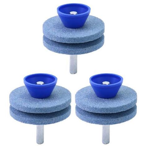 3PCS Affûteuse de Lames de Tondeuse à Gazon, Affûteuse de Outils de Jardin, Compatible avec Perceuses Électriques et Perceuse à Main,bleu