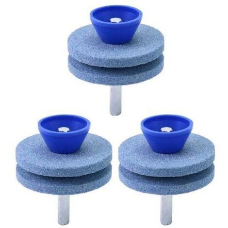 3PCS Affûteuse de Lames de Tondeuse à Gazon, Affûteuse de Outils de Jardin, Compatible avec Perceuses Électriques et Perceuse à Main，bleu
