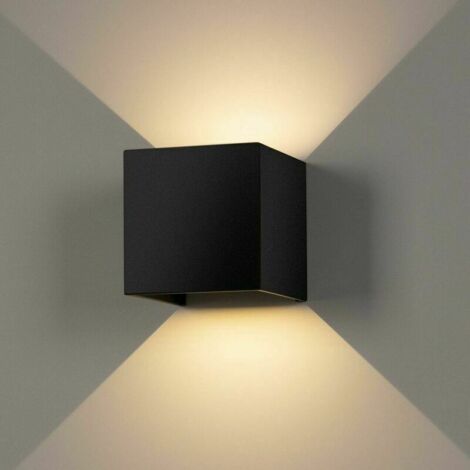 3PCS Applique Murale Interieur/Exterieur 6W,Lampe Murale LED Etanche IP65 Réglable Lampe Up Down Design 3000K Blanc Chaud Appliques Murales pour Salon Chambre Chemin  (Noir)