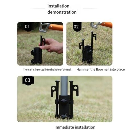 3PCS Awning Canopy Pole Fixed Tube Ground Bracket Windproof Adjustable Tent Support with Nails
