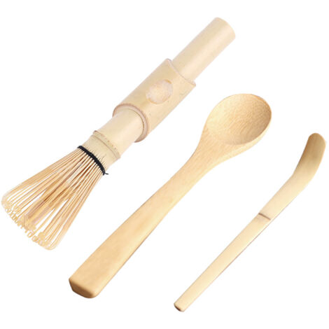 3pcs Bamboo Matcha Making Set Matcha Tea Whisk Hooked Bamboo Scoop Chashaku Teaspoon