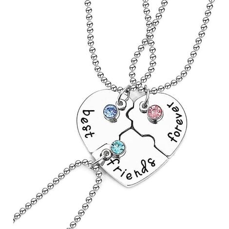 LTS FAFA 3pcs Best Friend Gift Love Heart Collana Set Best Friend Love Heart Women Ciondolo in lega