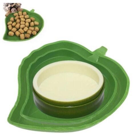 3PCS Bol d'eau de Nourriture pour Reptiles en Forme de Feuille,Accessoire Tortue Terrestre,Abreuvoir Tortue Plat pour Petits