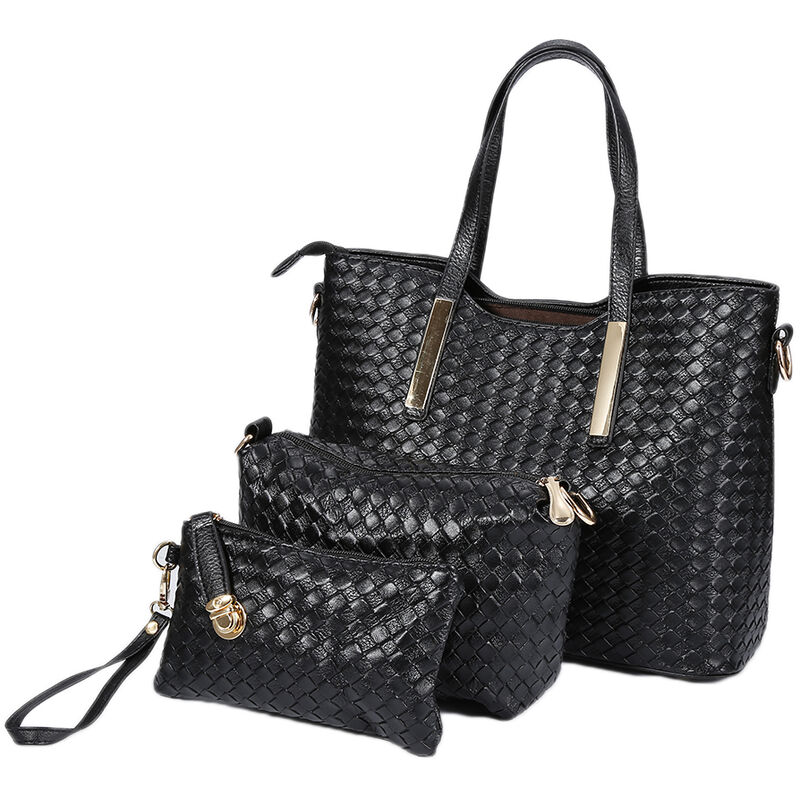 

3pcs Bolsas de pañales para bebés para mujeres: Bolso de hombro Bolso de letras Bolso-NEGRO - Blanc