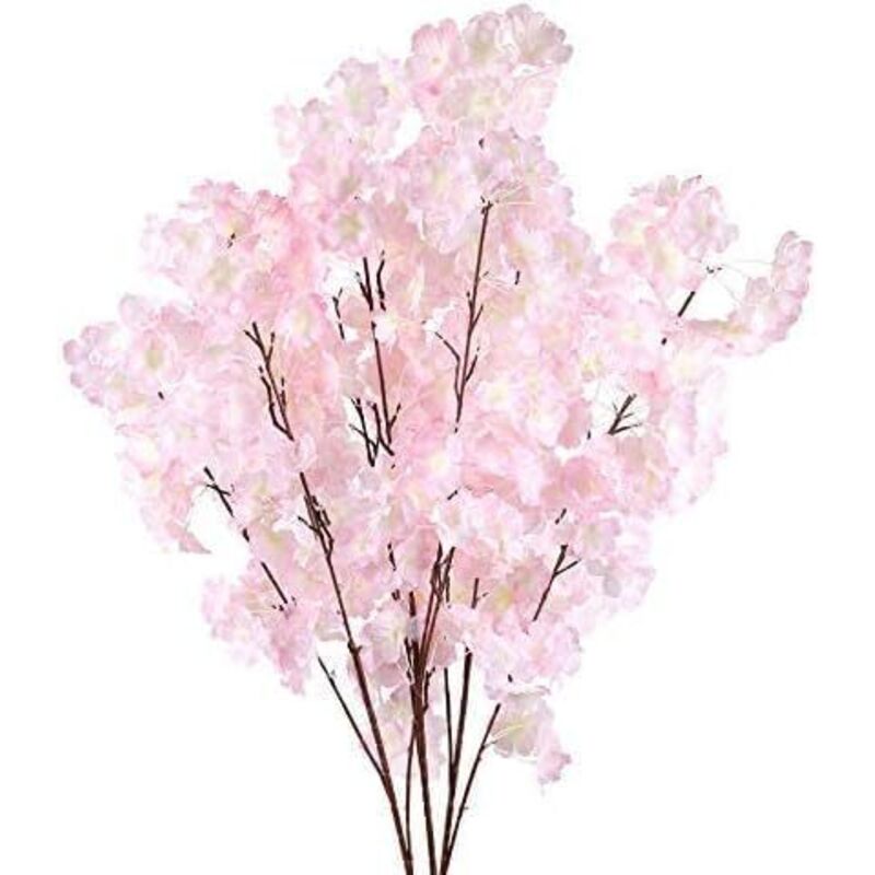 3pcs Bouequet Fleur Cerisier Artificielle Branche 100cm Fausses Fleur Synthetique de Sakura en Tissus Rose pour Maison Mariage Jardin Vase