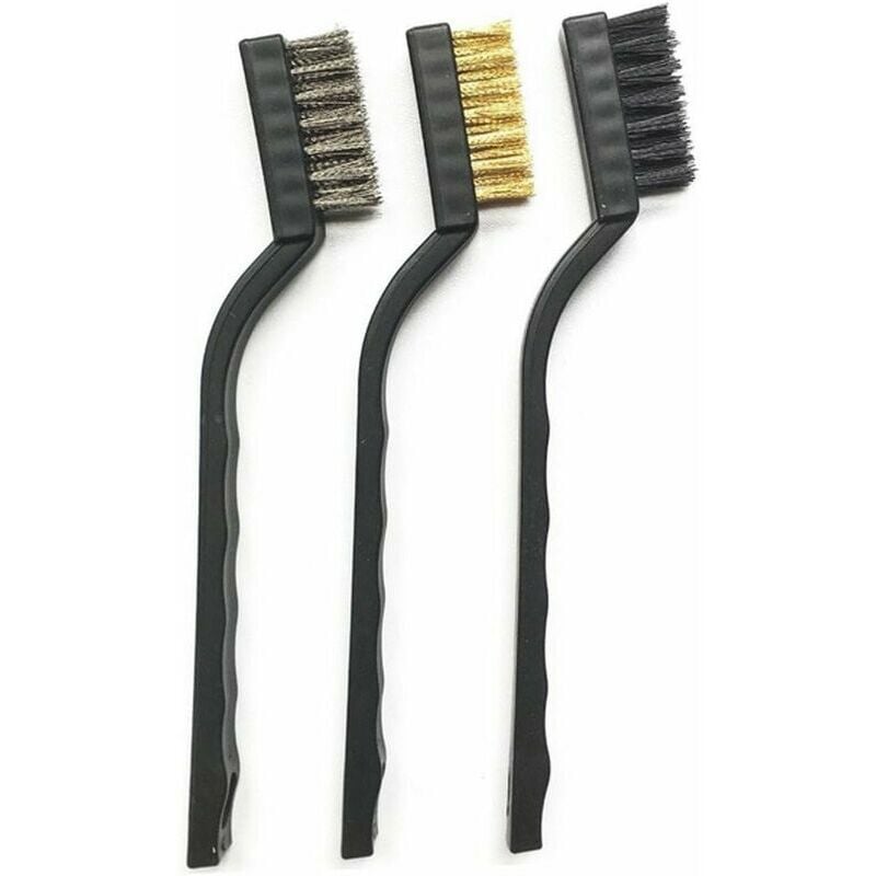 3Pcs brosse métallique (Nylon, laiton, acier inoxydable)