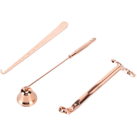 3PCS Candle Accessory Set Candle Wick Trimmer Cutter Snuffer Extinguisher Wick Dipper Gift SuppliesRose Gold