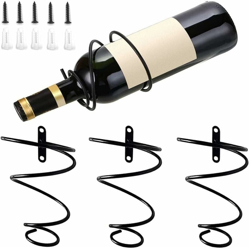 3PCS Casiers à Vin Muraux, Casier à vin Suspendu en Spirale, Présentoir de Bouteille de Boisson de Vin Rouge, pour Bar, Restaurant, Fête, Décoration