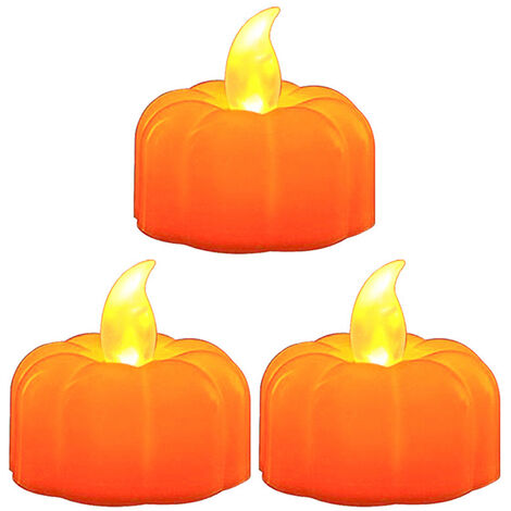 3PCS Citrouille Conception Sans Flamme Bougie Lumière Lampe Décorative Lumineux Constant pour Intérieur Extérieur Dîner Fête De Mariage De Noël Décoration De Noël Présent Cadeau - 3 PIÈCES - 3 PIÈCES