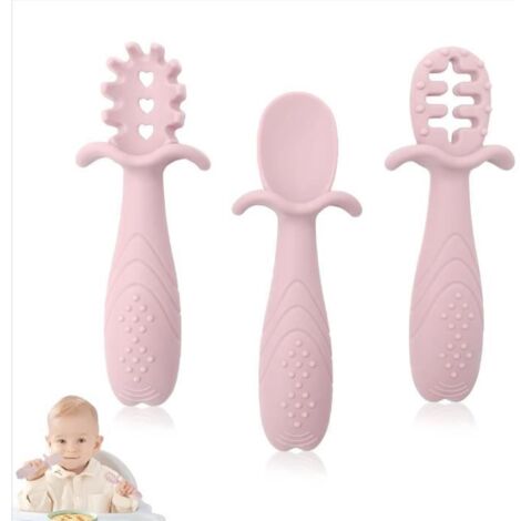 3Pcs Cuillère Apprentissage Bébé, Cuillere Bebe Apprentissage, Cuillere Bebe 1er Age, S'adapte À la Taille de la Petite Main de Bébé