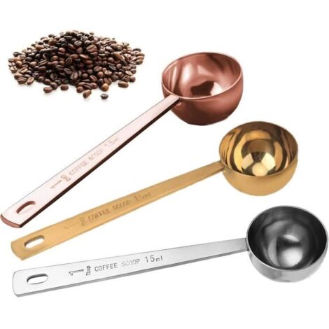 3Pcs Cuillère Doseuse Café, Cuillère Doseuse à Café en Acier Inoxydable, Long Manche Cuillère Doseuse à Café, Cuillère à Mélanger