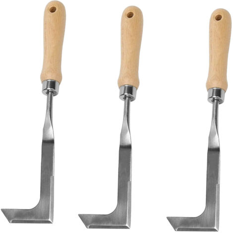 3pcs Désherbeur Manuel,Outil de Désherbage en Acier Inoxydable,Weeder de Jardin,Désherbeur à Racines,avec Manche Ergonomique en Bois Naturel