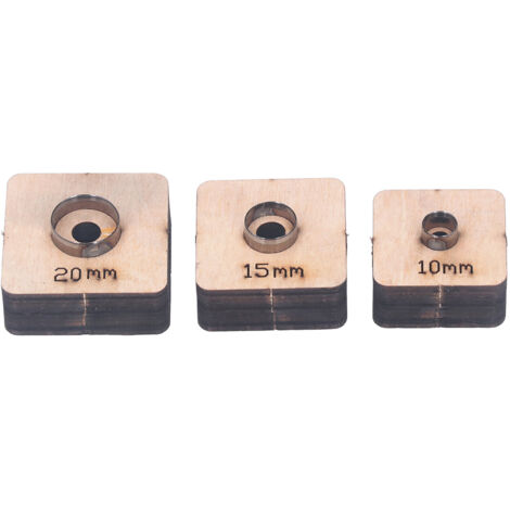 3PCS Emporte-Pièces Circulaires avec Planche en Bois pour Cuir et Tissu - Diamètres 10mm, 15mm, 20mm