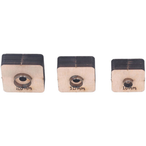 3PCS Emporte-Pièces Ronds en Acier avec Support Bois pour Travail du Cuir et Tissu - Diamètre 10, 15, 20 mm