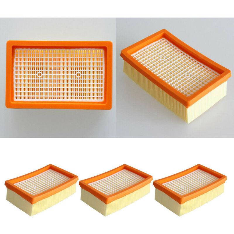 3PCS Filtres Plissés Plats pour aspirateur Kärcher, Filtres Compatibles avec Aspirateur Kärcher WD4, WD5, WD6, MV4, MV5, MV6, Remplacement Plat Pliss