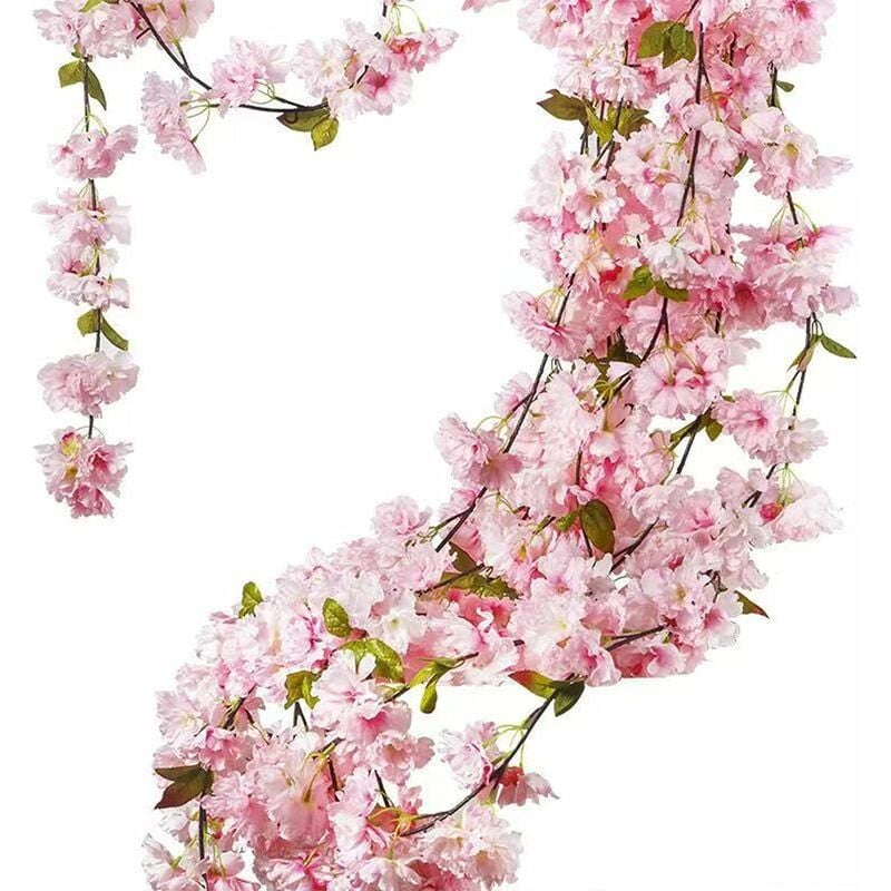Ormromra - 3pcs Fleur de Cerisier Artificielle Cerisier Guirlande Vigne Fleurs Artificielles Fausse Fleurs en Soie, Artificielle Grimpante Plant