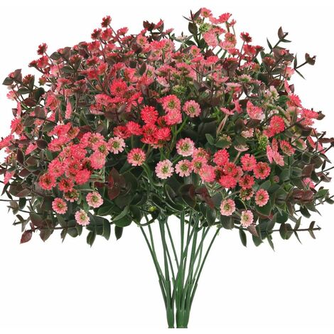 3pcs Fleurs Artificielles Branches Fausse Fleur Rouge en Plastique Bouquet Fleur Decoration pour Mariage Vase Jardinere Maison Arrangement de Fleur Noël