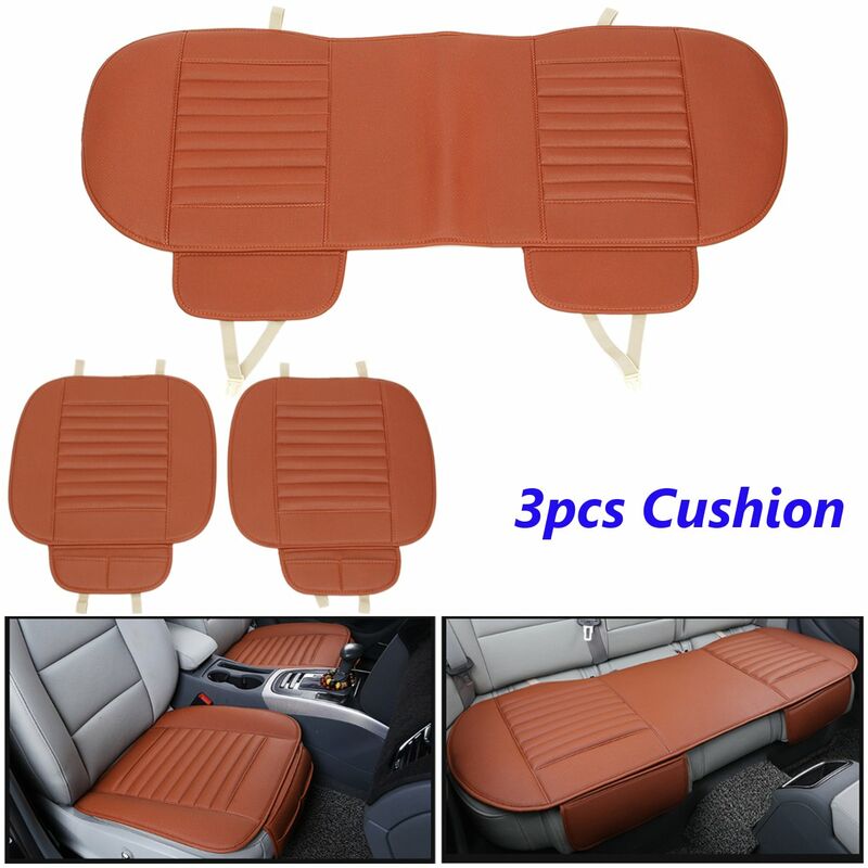 

3pcs Funda de asiento de coche de cuero PU Alfombrilla de cojín de bambú transpirable para cojín de silla de automóvil (Naranja, Tipo 4)