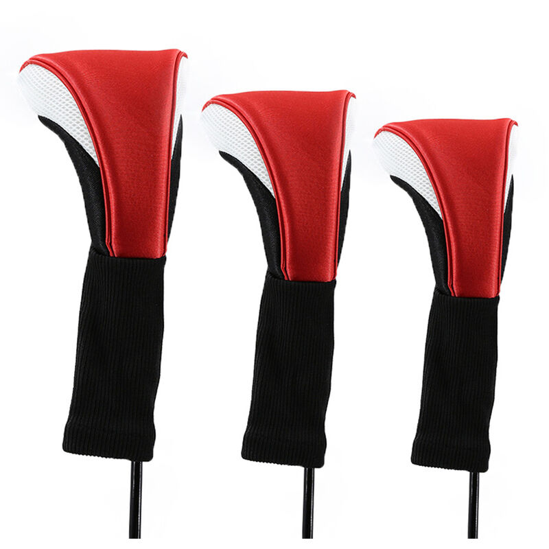 

3pcs Golf Head Covers Driver Fairway Woods Headcovers Accesorios de golf,Rojo blanco