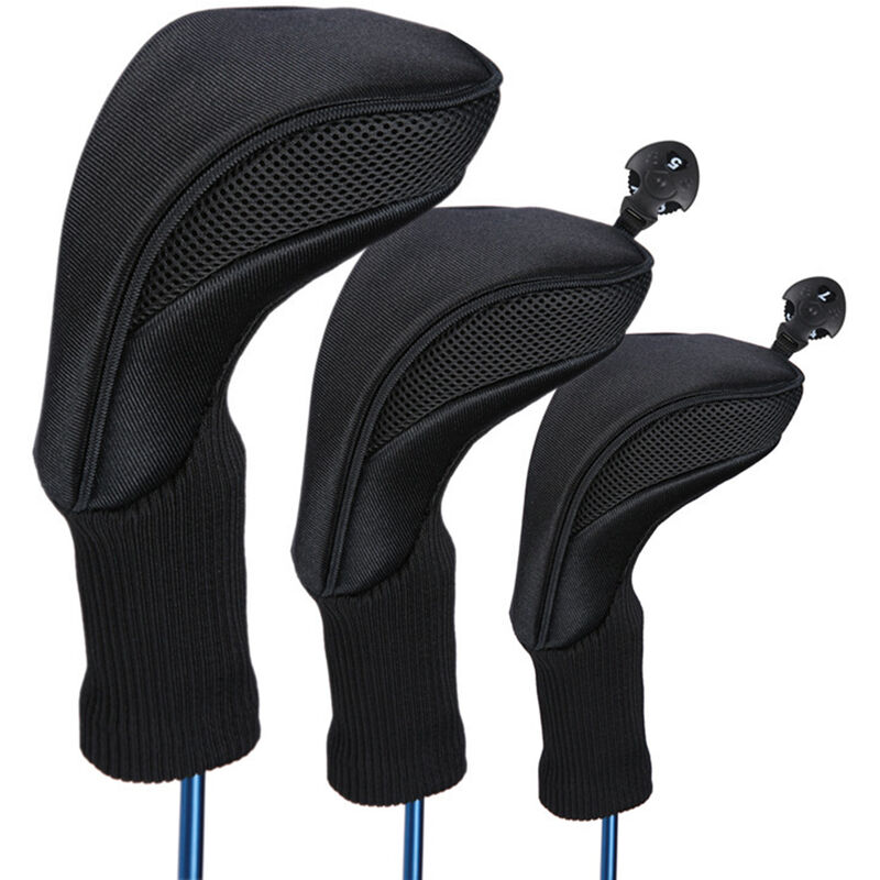 

3pcs Golf Head Covers Driver Fairway Woods Headcovers Accesorios de golf,Negro