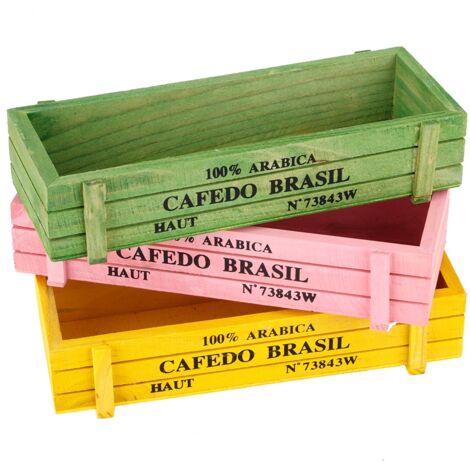 3pcs Home Office Desktop Wooden Succulent Flower Garden Plant Pot Storage Box Decoration