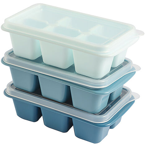 3Pcs Ice Cube Tray Reusable Versatile Easy Operation Silicone Ice Cube Maker Tray Ice Cube Mold with Lid for Home