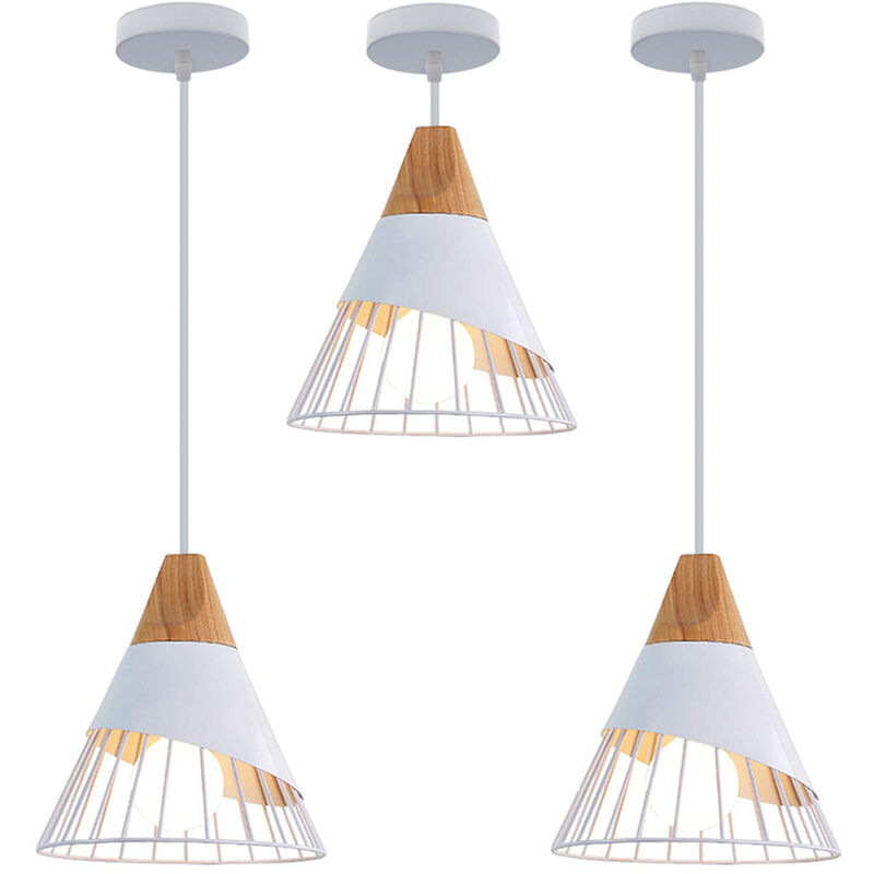 3PCS Lampada a Sospensione E27 Lampadario in Ferro...