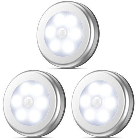 3pcs LED corps humain capteur lumière garde-robe couloir toilette lumière contrôle lumière Smart Home veilleuse argent lumière chaude (3200K) 1WW