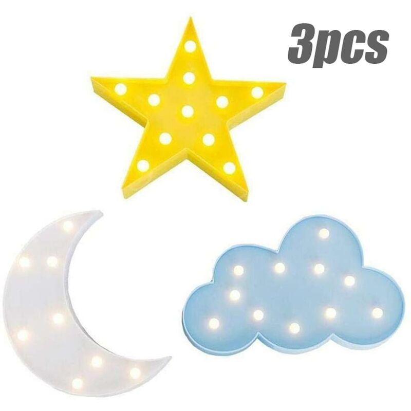 

Abcrital - 3PCS LED Night Light Cute Star Moon Wall Desktop Habitación de los niños Lámpara de guardería, Baby Shower Pequeña luz para fiesta de