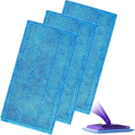 3PCS Lingettes Reutilisable pour Swiffer WetJet Wood, Serpillières en Microfibre Remplacement, Chiffon Rechange pour Swiffer Wet Jet Balai Spray, Tampons de Vadrouille en Microfibre Lavable-Bleu