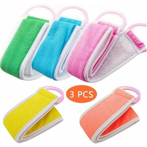 3pcs Loofahs Back Scrub Loofah Double Sided Shower Exfoliator Scrubbing Strap Body Bath Sponge