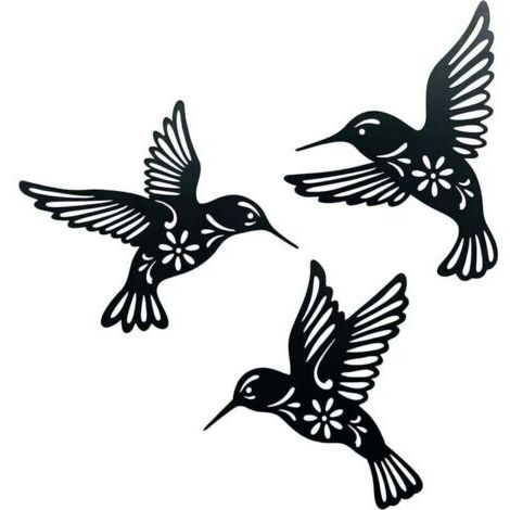 3pcs métal colibri intérieur extérieur balcon mur art cadeau patio décor à la maison