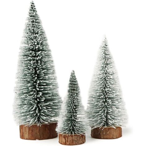 3PCS Mini Sapins de Noël Artificiels Miniatures Décoration Figurine Ornement Bricolage pour Centre de Table