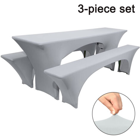 3pcs Nappe élastique pour table de bière, housse de banc de bière et nappe  convient pour 3 ensembles d'accessoires de tente à bière larges  housse de banc de bière extensible.