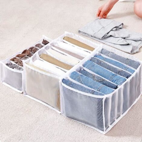 3PCS Organisateur de Tiroir Pliable Boîte de Rangement à Compartiments Rangement Tiroir Pliable et Respirant pour Jeans Legging A339