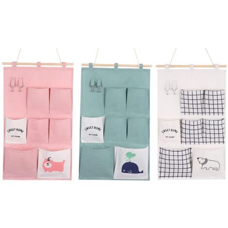 3pcs organisateur suspendu porte organisateur mural sac à ustensiles sac de rangement suspendu, 7 compartiments organisateur mural suspendu