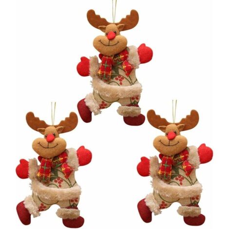 3Pcs Ornements De Renne De Noël Suspendus Décorations Pour Arbres De Noël Boules De Sapin De Noël Faveur Cadeau Jouets Fournitures De Fête De Vacances