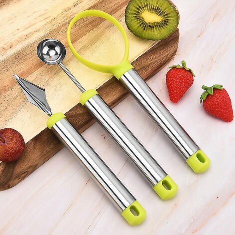 3pcs Outil  Dcouper Les Fruits En Acier Inoxydable,cuillre De Melon,vide Pomme,couteau  Dcouper, Dcapant De Graines Pour Eplucheur De Fruits,utili