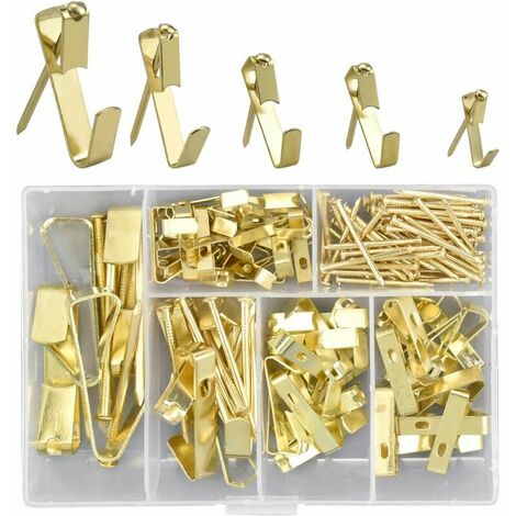 3PCS Picture Hangers, Heavy Duty Picture Hooks with Nails Picture Hanging Kit on Wood/Drywall Hanging Hardware for Canvas, Desk Photos, Clock, Mirror 130 Pcs