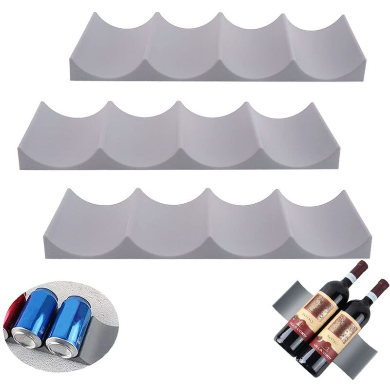Woiyic 3pcs Plastic Wine Rack European Style Non-slip Wine Rack Beer Can Organizer Stackable Bottle Holder For Kitchen Refrigerator Restaurant Bar (grey)