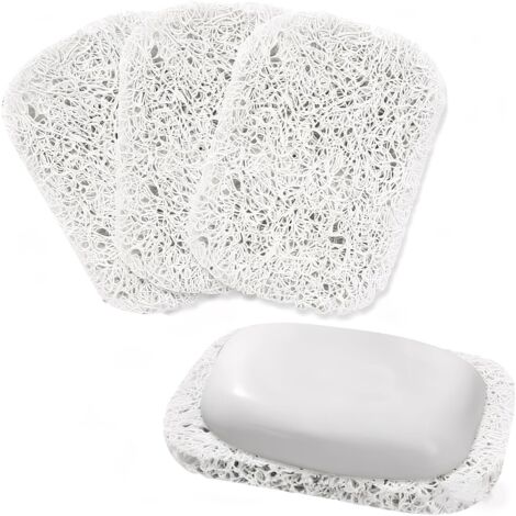 3pcs Porte-Savon, Antidérapants et Durables économiseur de Savon avec Forme de Bobine de Drainage Automatique de vidage, Douche, Salle de Bain, Cuisine, Voyage(Blanc)