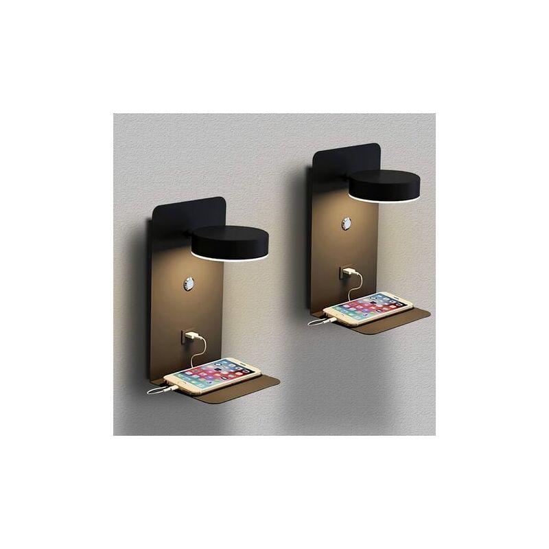 2pcs Appliques Murales Interieur, Lampe Murale led 12W Blanc pour Chambre Salon