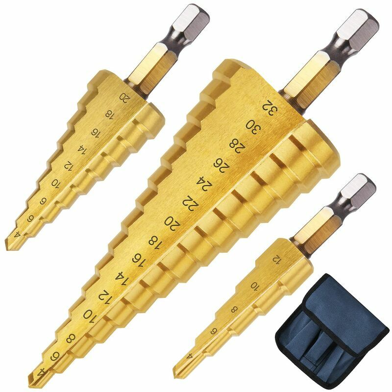 3PCS Punta per trapano in metallo, 4-12/20/32 mm